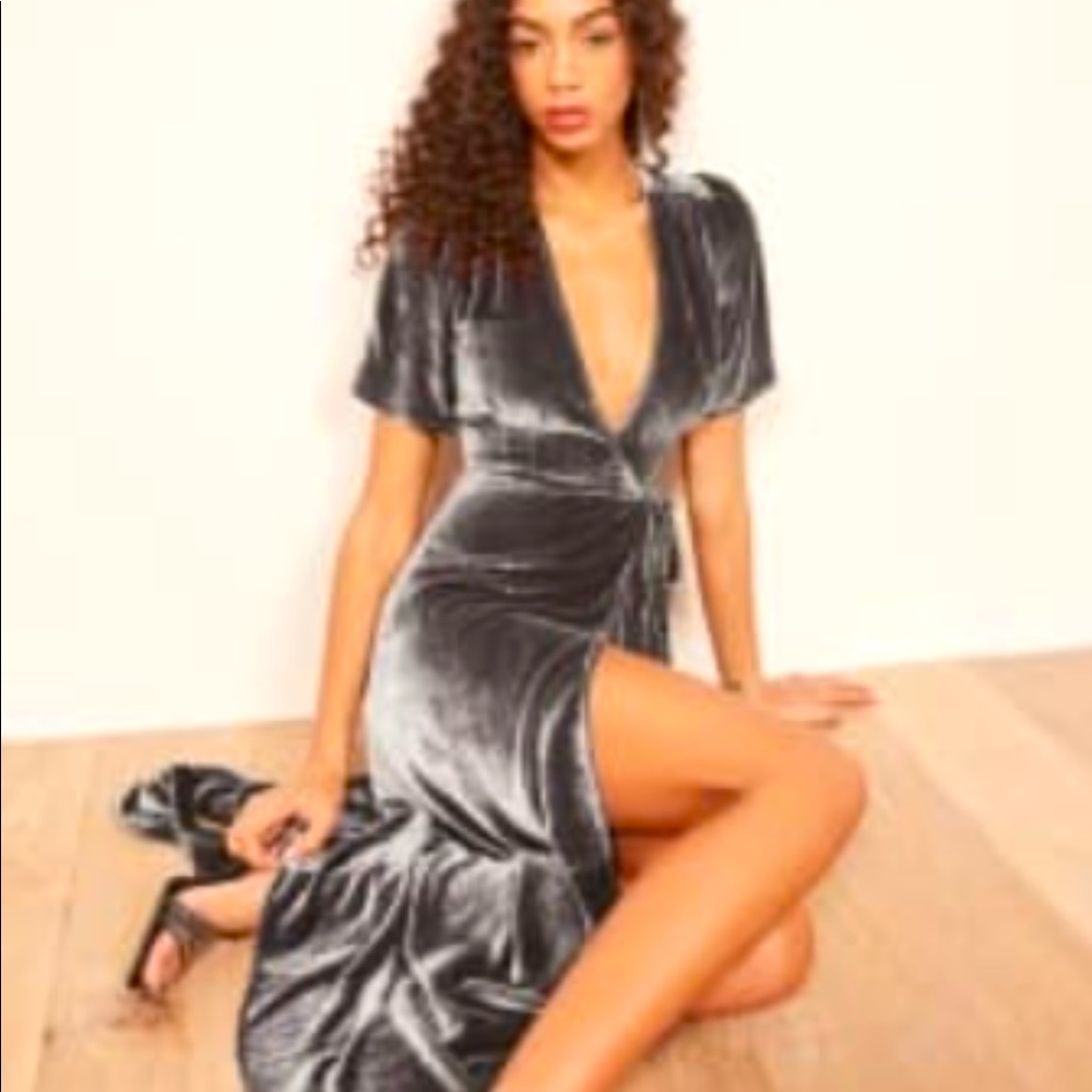 Reformation Tiffany Velvet Wrap Dress